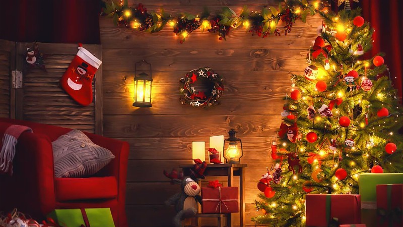 Instrumental Christmas Music With Crackling Fireplace : Christmas Ambience 24/7